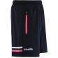 Navy Girls’ sports shorts with zip pockets and pink O’Neills branding on the left leg.