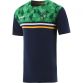 Navy kids’ sports t-shirt with geometric design print on chest and Éire Ireland crest by O’Neills.