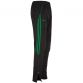 Black Men’s Skinny Tracksuit Bottoms with Zip Pockets and Three Green Stripes on the Side by O’Neills.