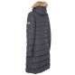 Black Trespass women's long padded jacket with faux fur hood from O'Neills.