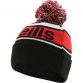 Black and red boulder knit bobble hat with large pom-pom by O’Neills.