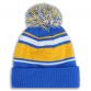 Marine and Yellow boulder knit bobble hat with large pom-pom by O’Neills.