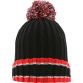 Black kids' Down Darcy knit bobble hat with large pom-pom by O'Neills.