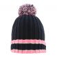 Marine and Pink Darcy knit bobble hat with large pom-pom by O’Neills.

