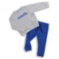 Eoin Infant tracksuit with grey crew neck sweatshirt and blue cuffed tracksuit bottoms from O’Neills.