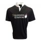 Black Rugby Guinness Six Nations Polo Shirt with official sponsor logo and high collar by O'Neills.