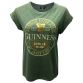 Green women's Guinness t-shirt with short sleeves and studded detail from O'Neills.