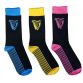 Blue, yellow and pink three pack of men's Guinness socks packaged in a gift box from O'Neills.