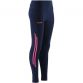 Navy kids' leggings with two stripe pink detail on the sides from O'Neills.