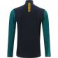 Green and Navy Hayden men’s half zip training top with contrasting colour panels by O’Neills.