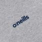 Grey men’s crew neck sweatshirt with dropped back hem and navy branding from O’Neills.