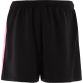 Black Women's O’Neills Kai Shorts with Pink stripes on each leg and O’Neills logo.