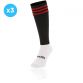 Black and Red knee high sports socks 3 Pack with seamless toe and cushioned soles by O’Neills.