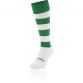 Kids’ Green and White hooped knee high sports socks with seamless toe and cushioned soles by O’Neills.