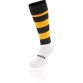 Kids' Black and Amber knee high sports socks with seamless toe and cushioned soles by O’Neills.