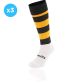 Black and Amber knee high sports socks 3 Pack with seamless toe and cushioned soles by O’Neills.