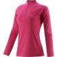 Pink girls half zip midlayer top with shaped waist and reflective logo by O’Neills. 