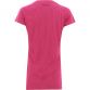 Women’s pink v-neck t-shirt with shaped waist and curved hem by O’Neills. 