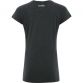 Women’s black v-neck t-shirt with shaped waist and curved hem by O’Neills. 