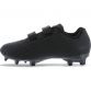 Black junior football boots with moulded studs and velcro closure by O’Neills.