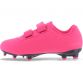 Pink junior football boots with moulded studs and velcro closure by O’Neills.