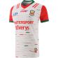 White Mayo GAA home jersey 2023 with eye-catching design and red sleeves by O’Neills.