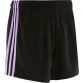 black Mourne short's with 3 vertical purple stripes from O'Neills