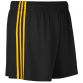 Women's black mourne shorts with amber stripes from O'Neills.