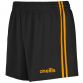 Women's black mourne shorts with amber stripes from O'Neills.