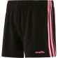 Black Women's Mourne short's with three pink vertical stripes  on the sides by O'Neills.