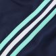 Navy women's gym training shorts with mint and white three stripe detail on the sides by O'Neills.