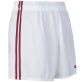 Women's white mourne shorts with maroon stripe from O'Neills.