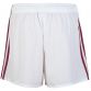Women's white mourne shorts with maroon stripe from O'Neills.