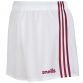 White and Maroon Mourne shorts with 3 horizontal stripes and modern design by O'Neills