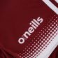 Maroon Kids' Nelson shorts with three white stripes and a modern design from O'Neills