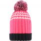 Womens Pink/Marine/White Donegal GAA Bobble Hat From O'Neills