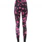 Women's' black 7/8 leggings with mesh detail and pink and purple tie dye print by O'Neills.