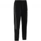 Black men’s woven tracksuit bottoms with Silver stripes on the sides and zip pockets by O’Neills.