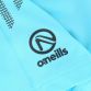 Blue kids’ sports shorts with pockets and Dark Grey stripes on the sides by O’Neills.