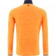 Orange kids’ half zip top with stripe detail on the shoulders and thumbholes on the sleeves by O’Neills.