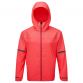 Pink Ronhill women's full zip running jacket with hood and reflective detail from O'Neills.