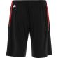 Black Kids' Derry GAA training shorts with zip pockets by O’Neills.