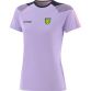 Purple Women's Donegal GAA T-Shirt with county crest and stripes on the sleeves by O’Neills. 