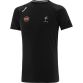 Black Men's Kildare GAA T-Shirt with county crest and stripes on the sleeves by O’Neills. 