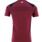 Maroon Galway GAA T-Shirt with county crest and stripes on the sleeves by O’Neills. 
