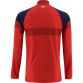 Red Kids' Louth GAA Rockway Half Zip Top with zip pockets by O’Neills.