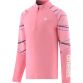 Pink Girls’ Half Zip Top with multi-coloured design on the sleeves by O’Neills. 