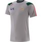 Grey Men's Carlow GAA T-Shirt with county crest and stripes on the sleeves by O’Neills. 