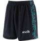 Marine Ruairi Boys shorts with an elasticated waistband and Green printed design on the sides by O’Neills.