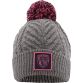 Grey and pink Antrim GAA Ruby Bobble Hat Grey with county crest by O’Neills.